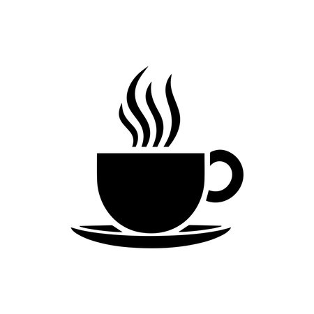Coffee cup icon. Black Coffee cup icon on white background. Vector illustrationのイラスト素材