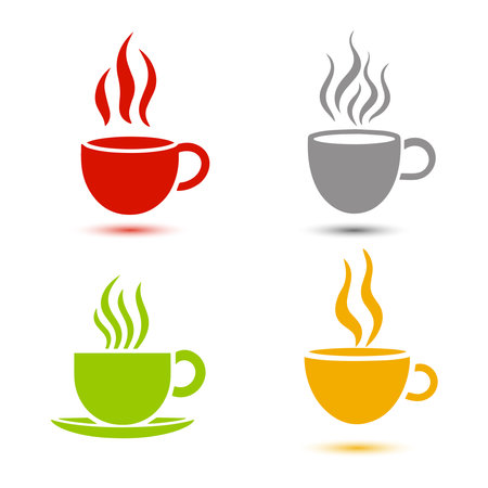 Coffee cup icon set on white background. Vector illustration in trendy flat styleのイラスト素材