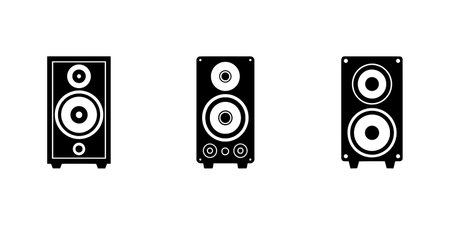 Speaker icon set. Black Speaker icon set on white background. Vector illustrationのイラスト素材