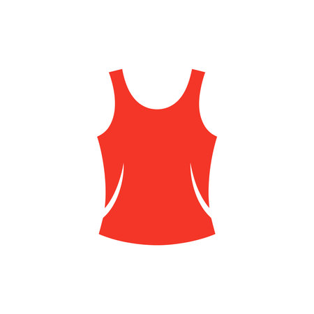 Red tank top icon vector illustration on white background athletic apparel design. Simple design element for summer clothing, workout attire, and active lifestyle visuals.のイラスト素材