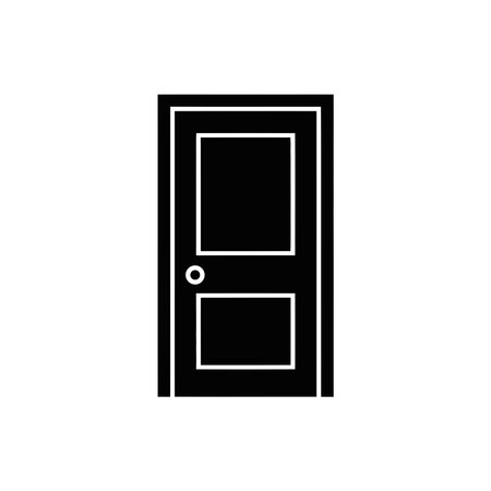 Simple black door icon with a white background is great for architectural designs, interior design projects, house plan layouts or any other door related designs.のイラスト素材