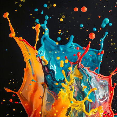 A colorful paint splash on a backgroundの素材