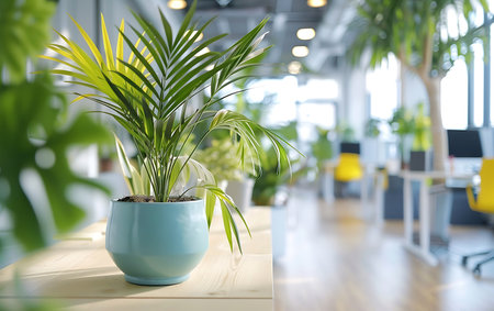 A room with plants in potsの素材