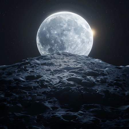 A moon in the sky. Sunset on the moonの素材