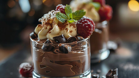 Chocolate dessert with ice creamの素材