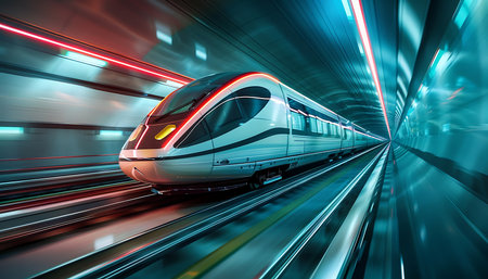High speed train in the tunnelの素材