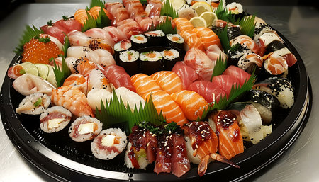 Sushi set on a trayの素材