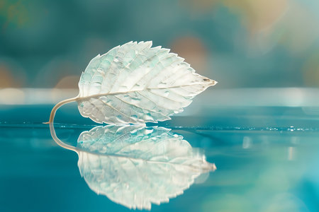 Leaf on water with bokeh backgroundの素材