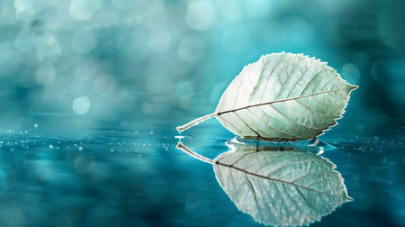 Leaf on water with bokeh backgroundの素材