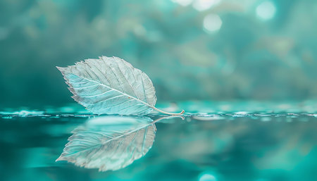 Leaf on water with bokeh backgroundの素材