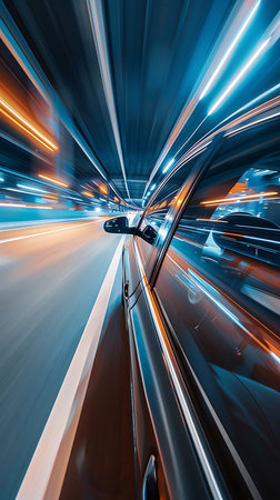 Car on the road with motion blur backgroundの素材