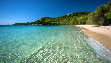 Beautiful beach with crystal clear turquoise waterの素材