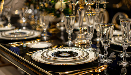A stylish dining table with chairs and a chandelierの素材