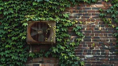 Air conditioner fan on a brick wallの素材