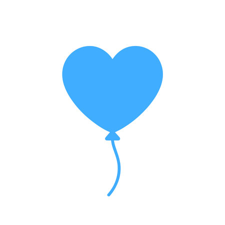 Light blue heart shaped balloon with string isolated on a white background, perfect for love, romance, wedding, and valentine's day designs or graphics.のイラスト素材