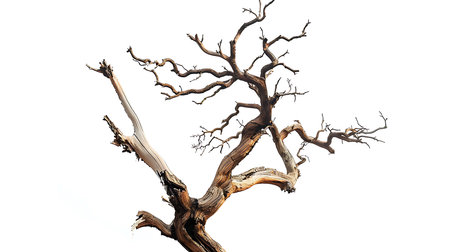 A tree with no leaves isolated on white backgroundの素材
