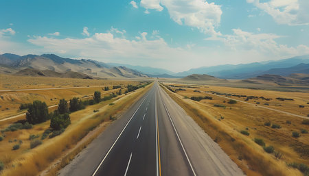 A truck driving on a highway at beautiful sunny dayの素材