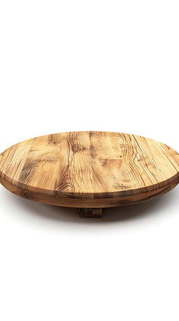 A beautiful round wooden surface with a circular pattern on white backgroundの素材