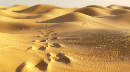 Golden desert sand with a sunset behindの素材