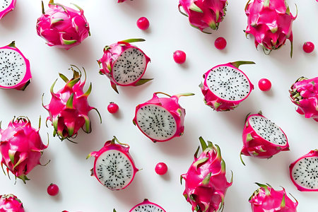 Pattern of dragon fruit isolated on white backgroundの素材