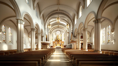 Old church in the city park in the eveningの素材