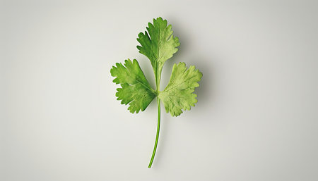 Fresh coriander leaves isolated on white backgroundの素材