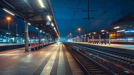 Train station at nightの素材