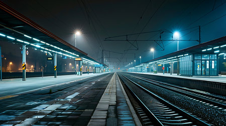 Train station at nightの素材