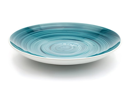 Empty white plate on white background,の素材