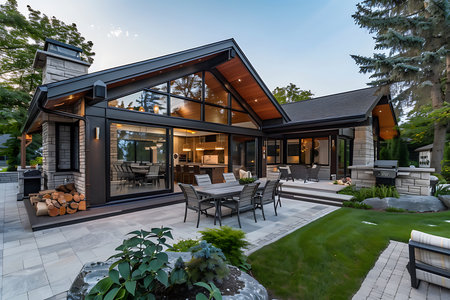 Modern cozy house with pool and parkingの素材