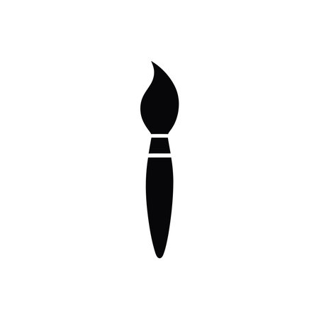 Black paint brush graphic resource for creative projects isolated on white background, suitable for art, design, and education themes. Vector illustration.のイラスト素材