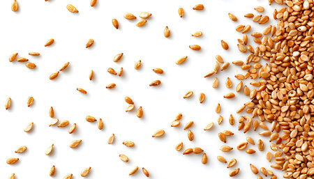 Sesame seeds isolated on white backgroundの素材