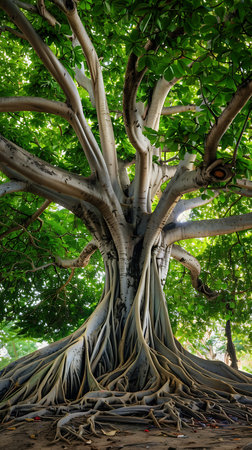 Old tree with roots in the park.の素材