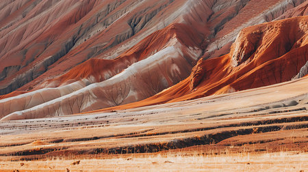 Desert landscape with blue sky and white cloudsの素材