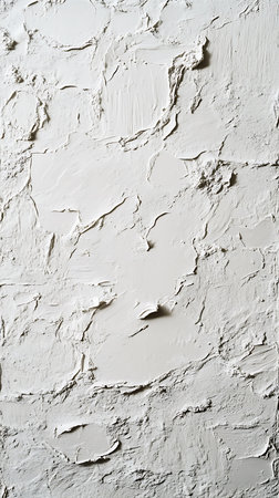 Heavy texture with ridges, shadows, and depth creates an artistic appearance. The thick applications of white material generate a rich, organic surface. Perfect for backgrounds and effects.の素材