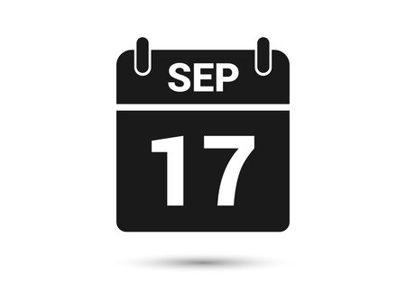 September 17 Calendar Date Flat Iconのイラスト素材