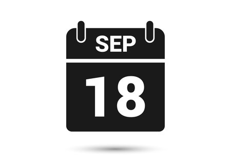 September 18 Calendar Date Flat Iconのイラスト素材