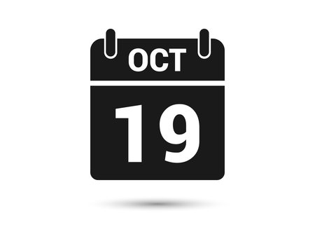 October 19 Calendar Date Flat Iconのイラスト素材