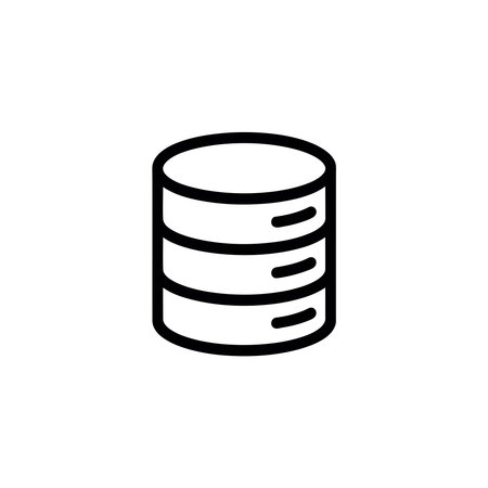 Clean minimalist black outline icon representing a versatile data storage server system for modern information technology solutionsのイラスト素材