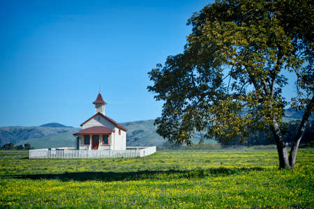 Small historic school house in San Simeon, Californiaのeditorial素材
