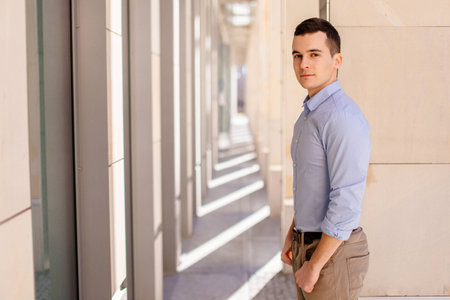 Businessman standing outdoorの写真素材