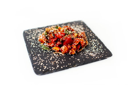 Salad with cheese isolated on the white backgroundの写真素材