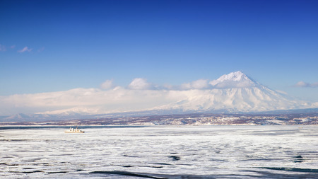 Volcanoes of Kamchatka in 4K 16x9の写真素材