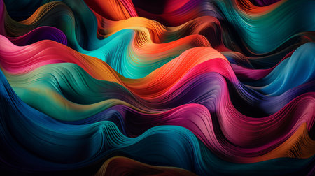 Background, multi-colored silk waves. Illustration. wallpapers.の素材