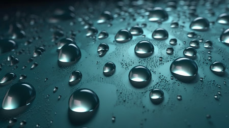 Water drops on metallic surface. 3d rendering, 3d illustration.の素材