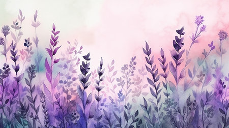 Watercolor lavender flowers background. hand drawn illustration for your designの素材