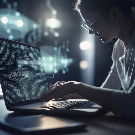 Close up of businessman holding tablet pc with glowing padlock on screenの素材