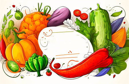 vegetable vector illustration. Cucumber, tomato, pepper, eggplant, cucumber, onion, parsley, radishの素材