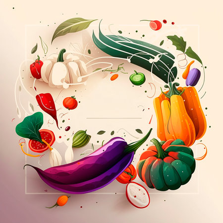 Pumpkin, tomato, pepper, cucumber, zucchini and other vegetables. vector illustration.の素材