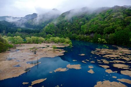 Lake Shusen (Yoroibata Dam Lake) Senboku City, Akita Prefecture Japanの写真素材